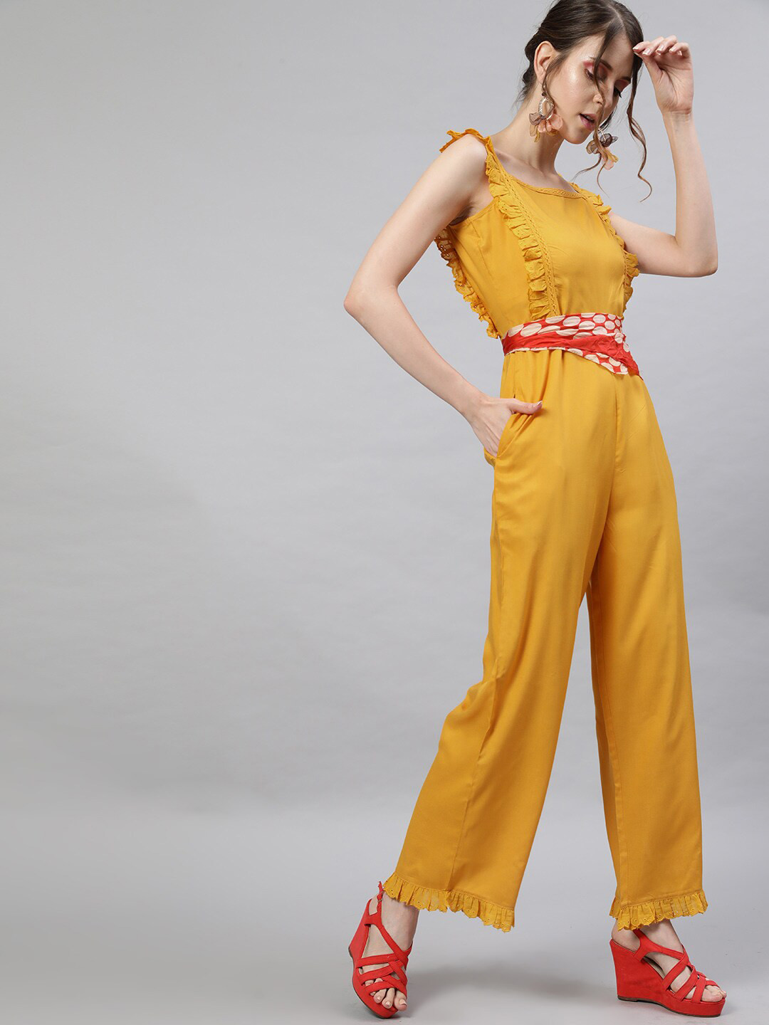 STREET 9 Mustard Yellow Liva Basic Jumpsuit