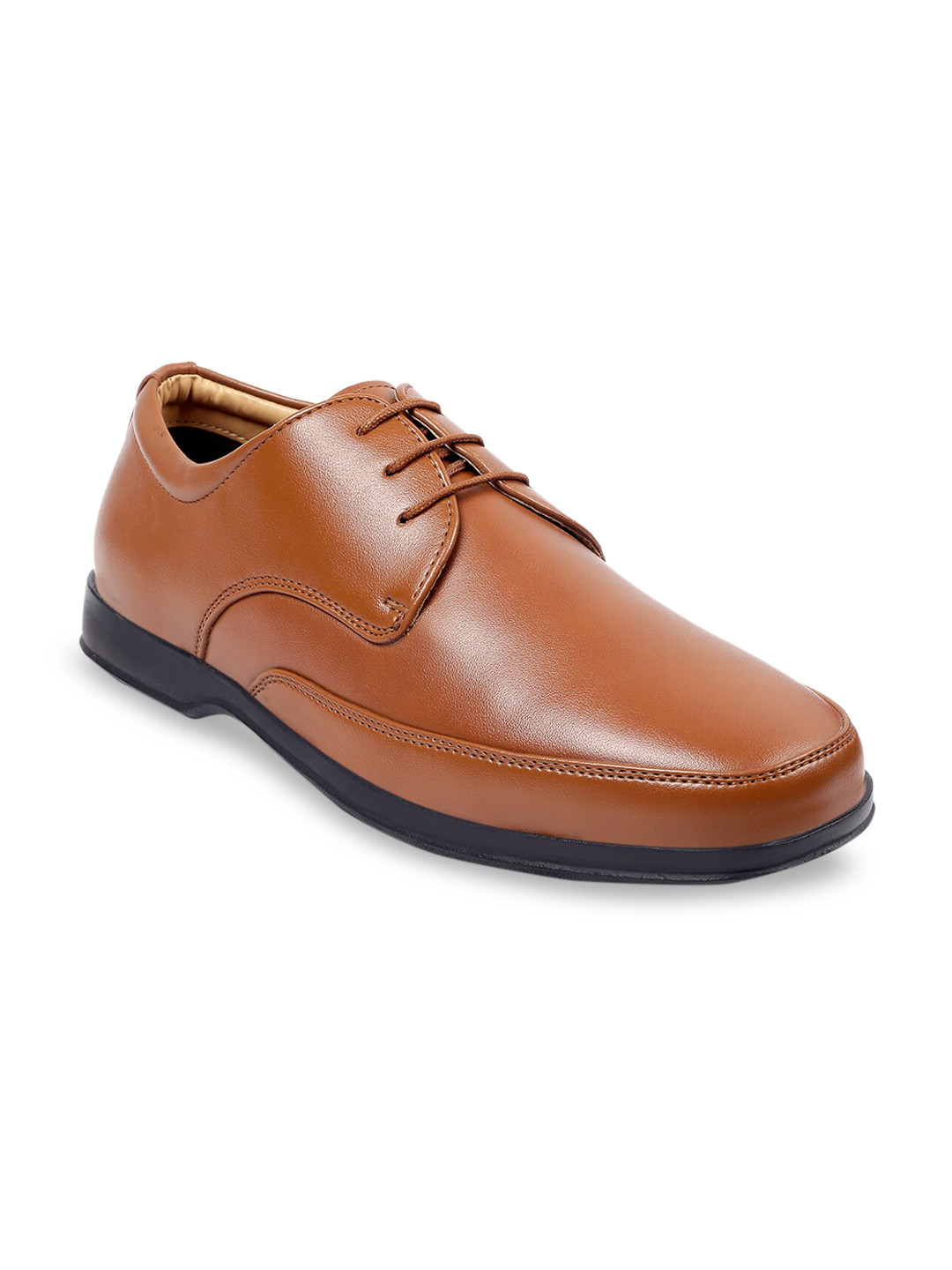 bacca bucci Men Tan Brown Solid Formal Derbys Shoes