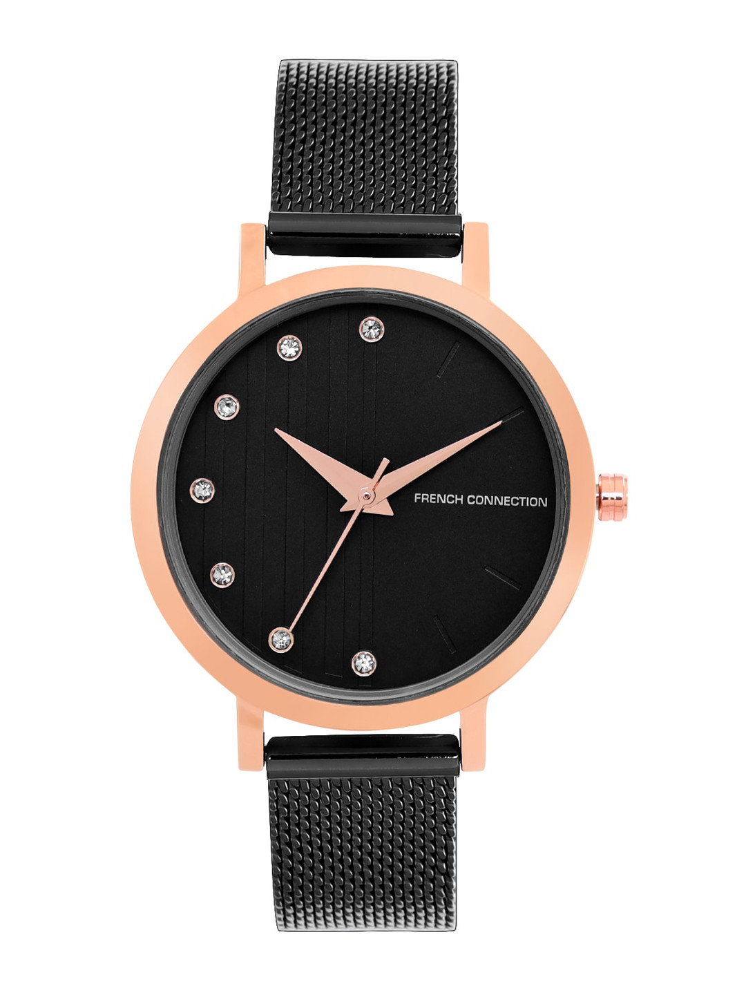 French Connection Women Black Embellished Dial Analogue Watch FC20-63J-R-Black