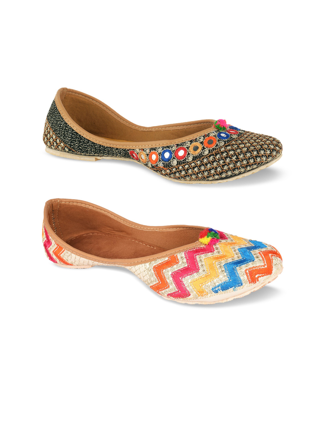 DESI COLOUR Pack of 2 Women Mojaris