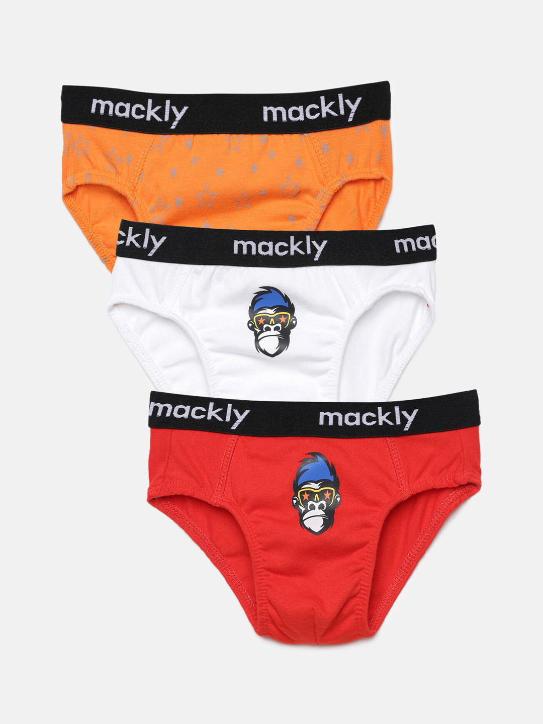 mackly Boys Pack Of 3 Assorted Cotton Basic Briefs MB-32
