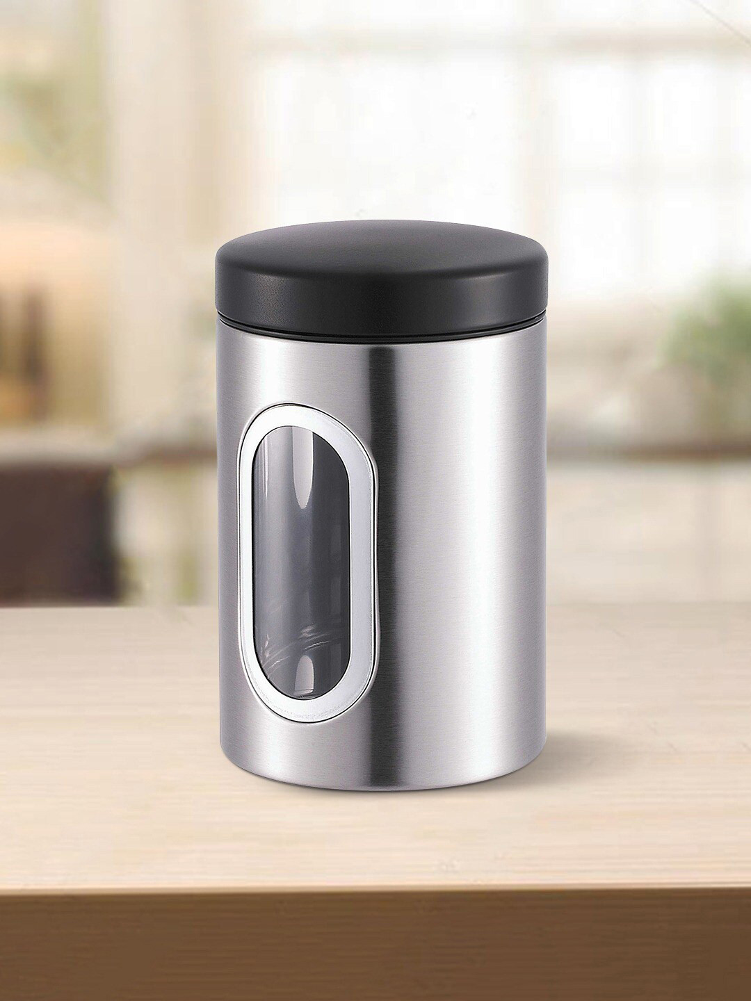 Bergner Silver-Toned Silver Steel Dishwasher Safe 2 Piece Clip-On Canister-1.1L