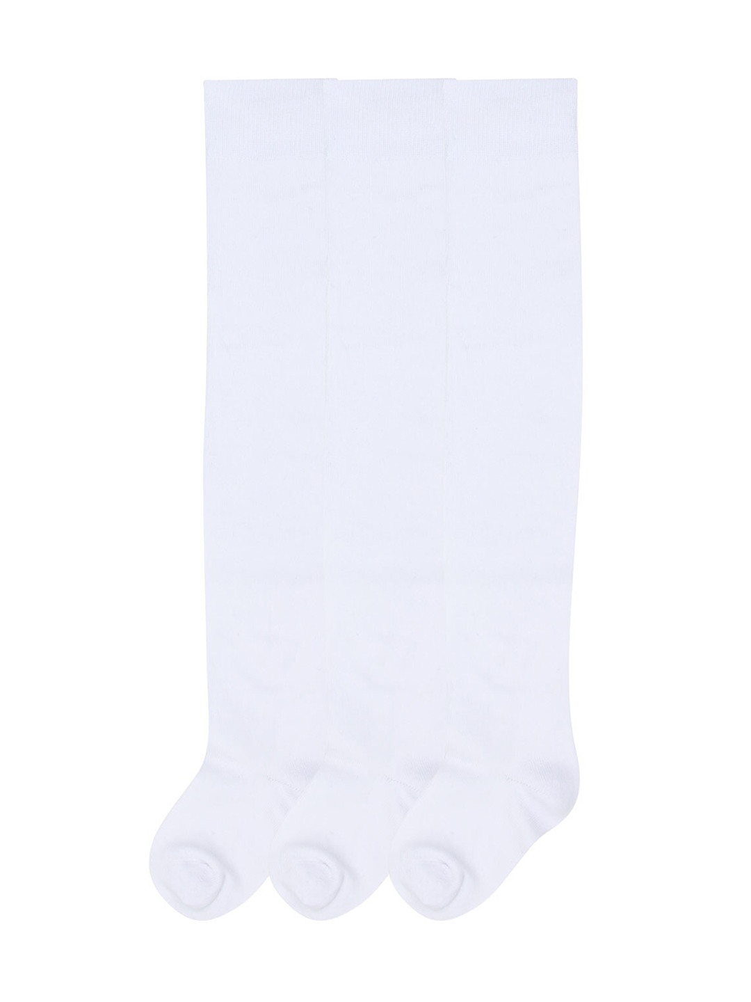 Bonjour Girls Pack Of 3 White Solid Knee Length Socks
