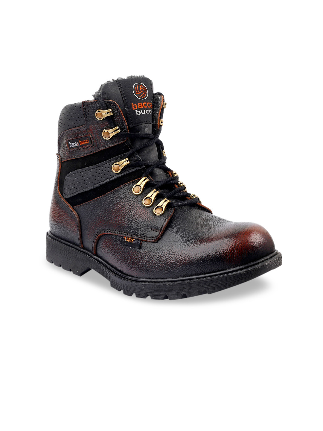 bacca bucci Men Brown Leather Flat Boots