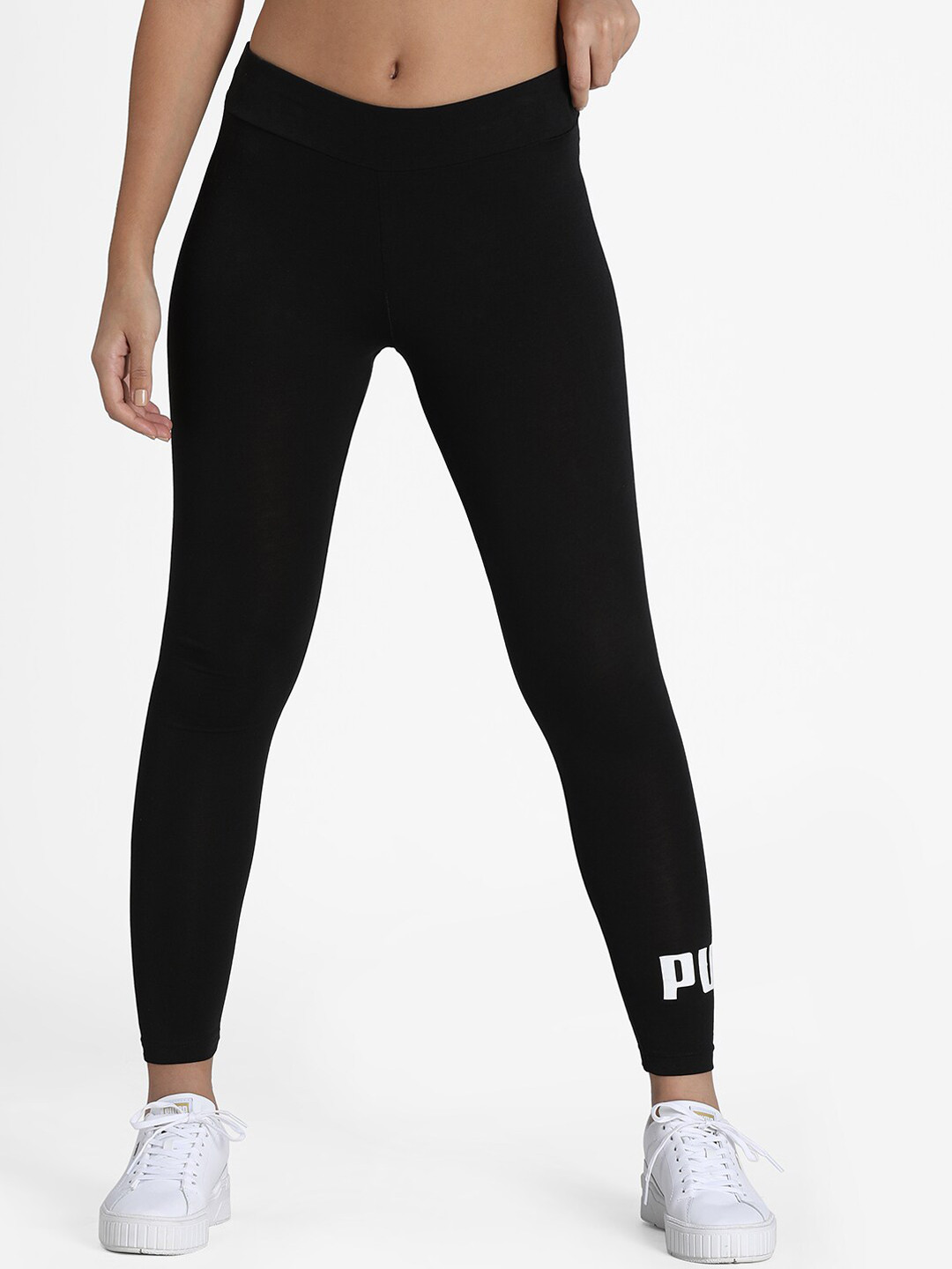 Puma Women Black Essentials Logo Tight Fit Tights