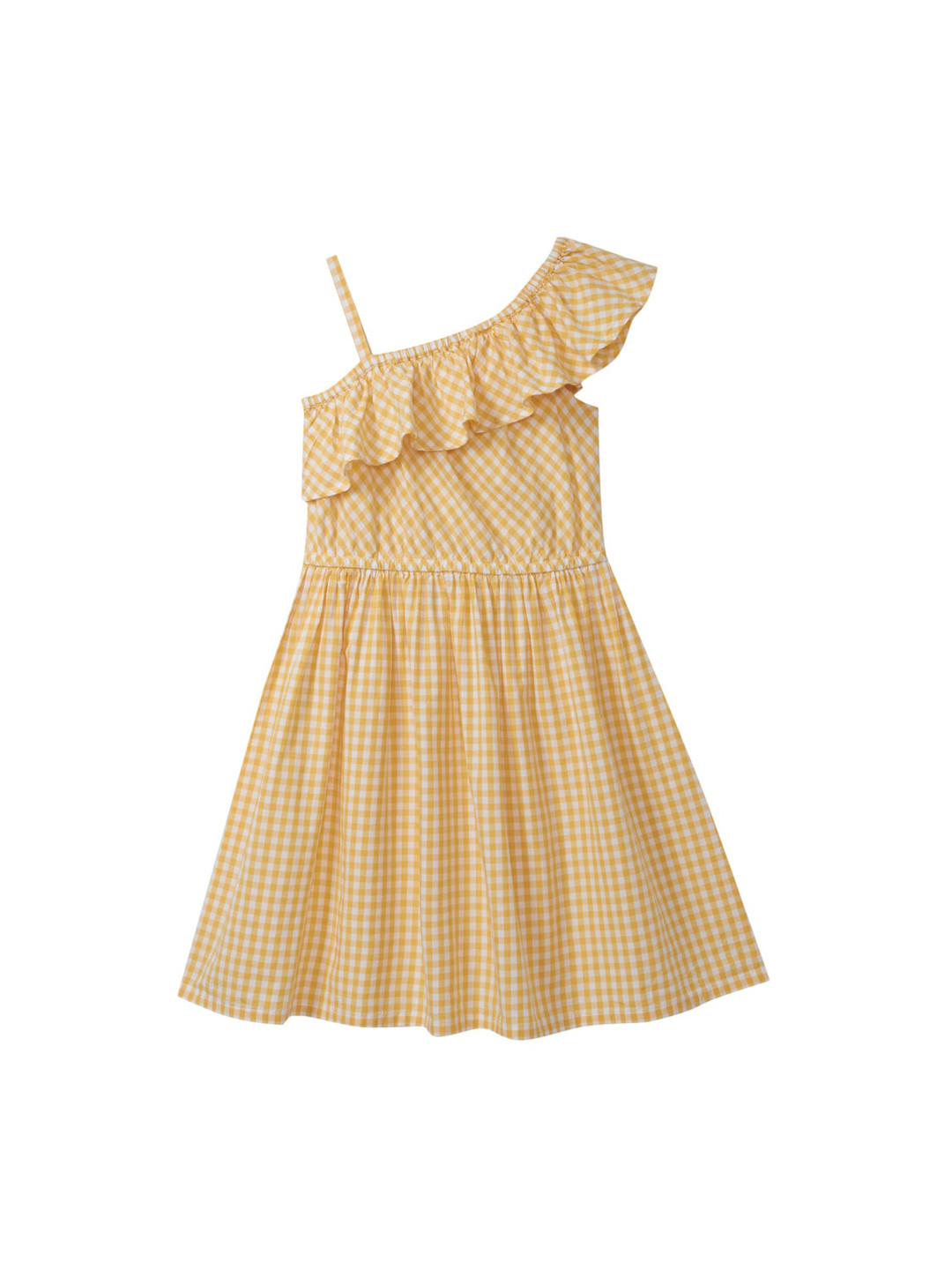 Cub McPaws Yellow Checked A-Line Dress