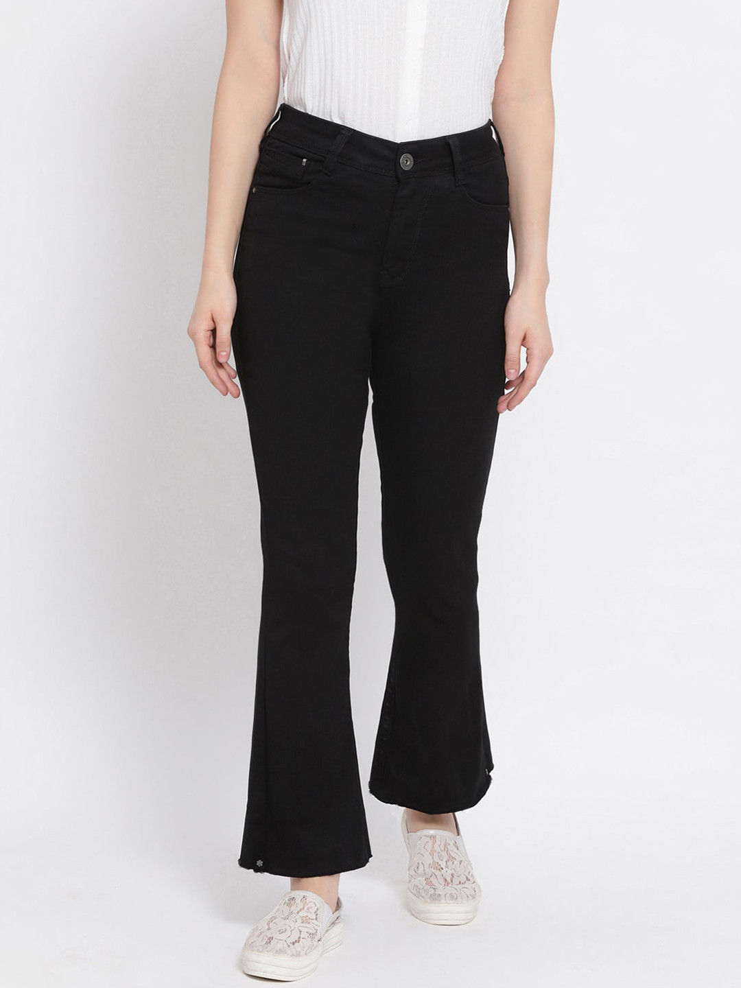 Code 61 Women Black Flared High-Rise Jeans