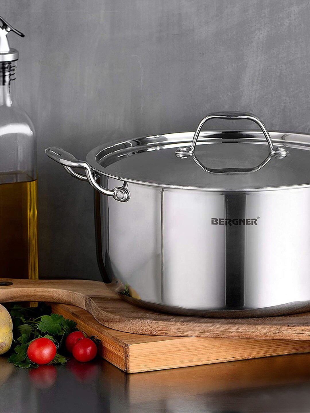 Bergner Argent TriPly Stainless Steel Induction Bottom 20 cm (3.1 L) Casserole with Lid