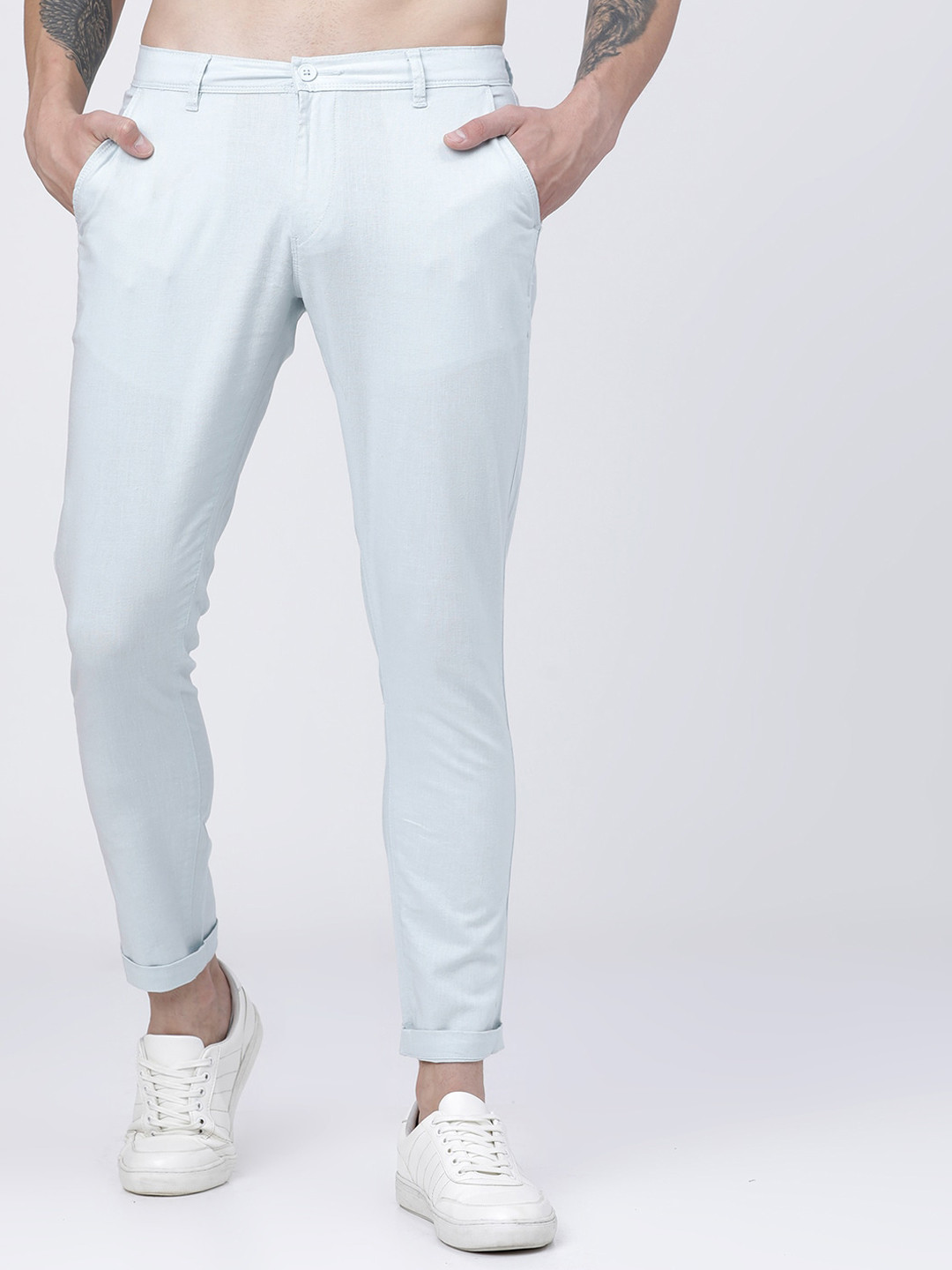 HIGHLANDER Men Blue Slim Fit Chinos Trousers