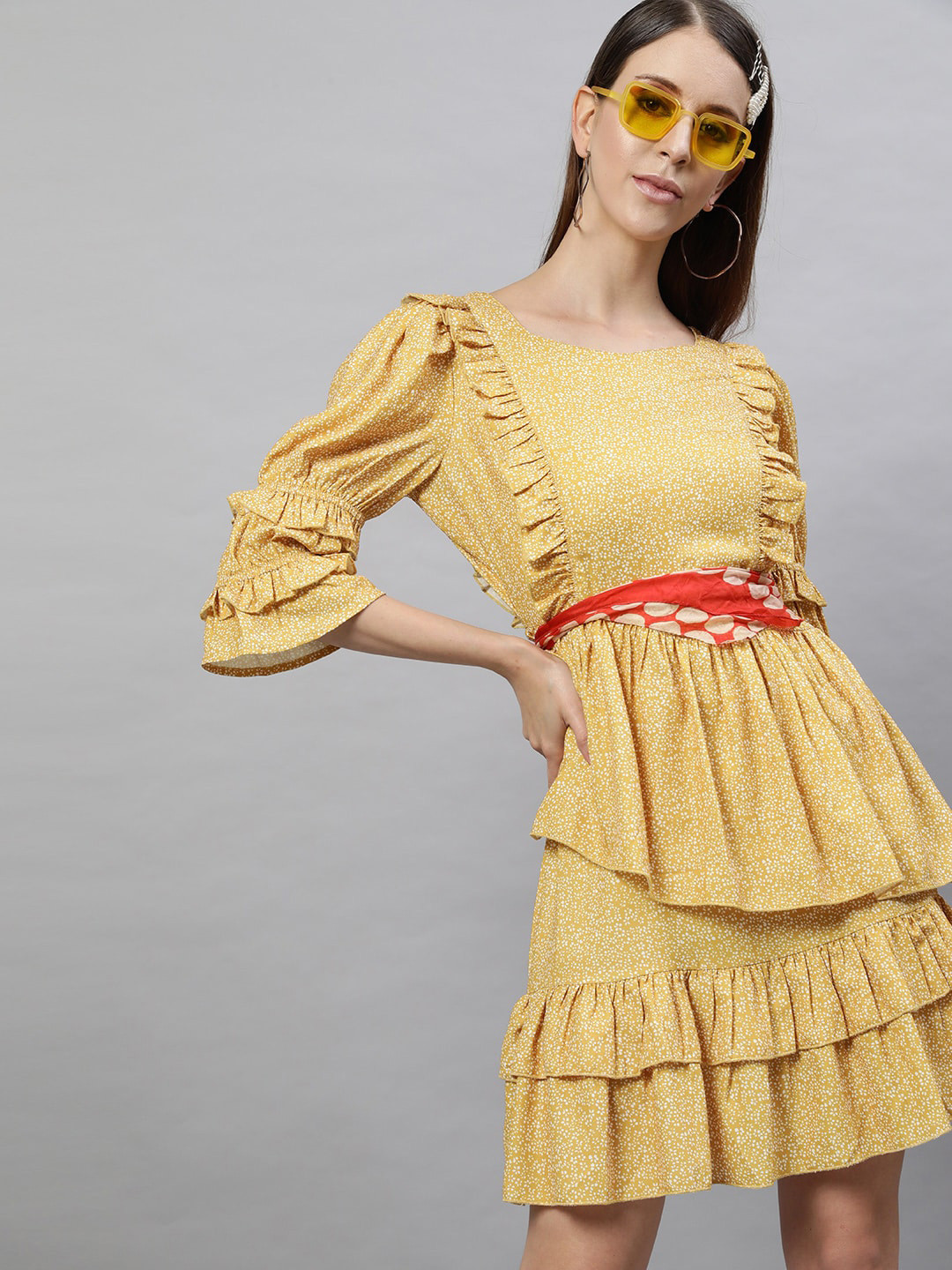 STREET 9 Yellow Georgette Dress