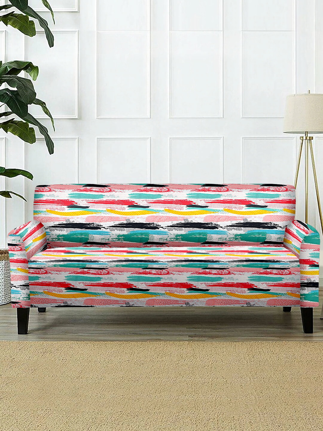Cortina Multicolor Printed 2-Seater Stretchable Non-Slip Sofa Slipcover