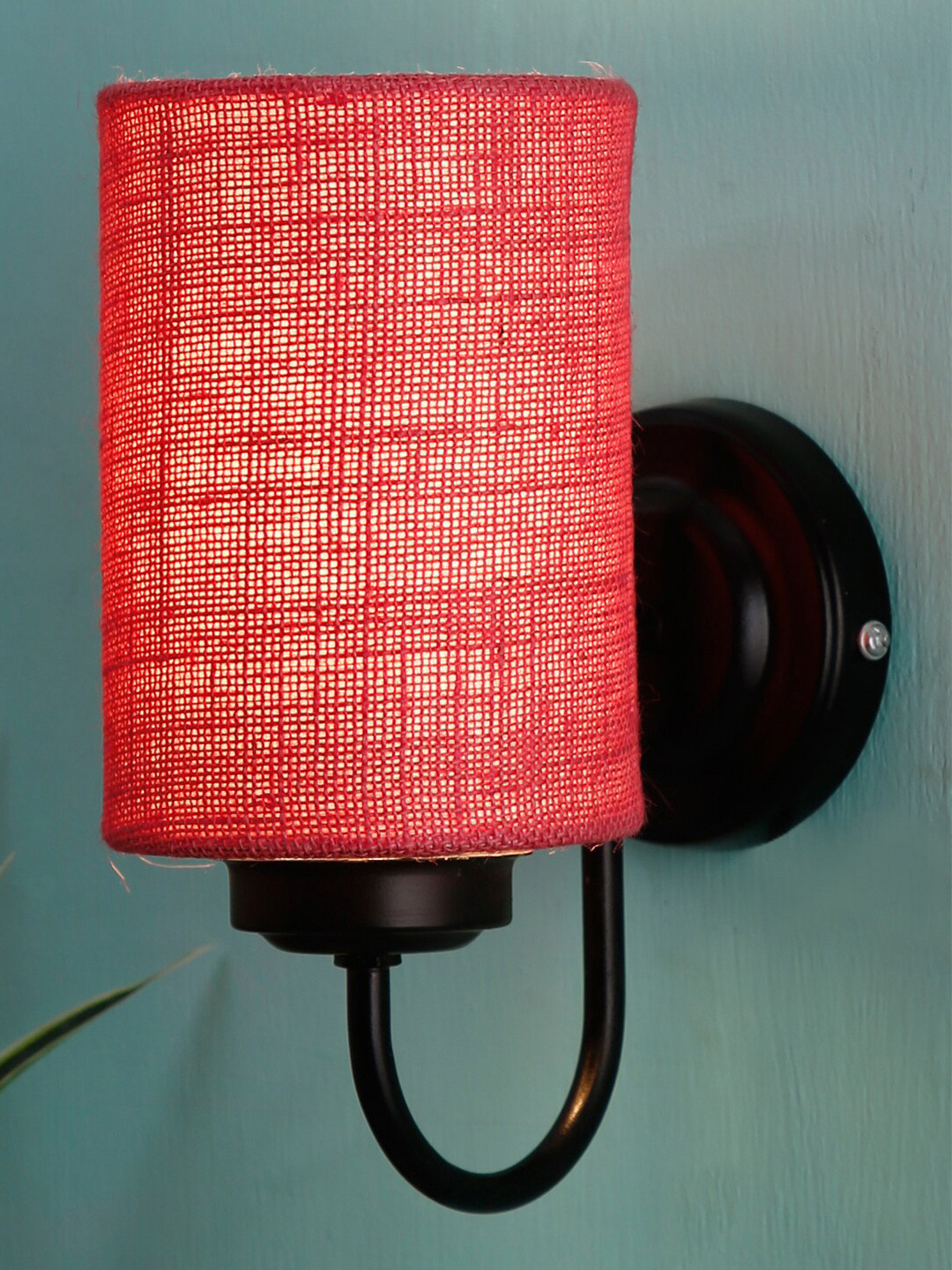 Devansh Pink & Black Textured Traditional Armed Sconce Wall Lamp