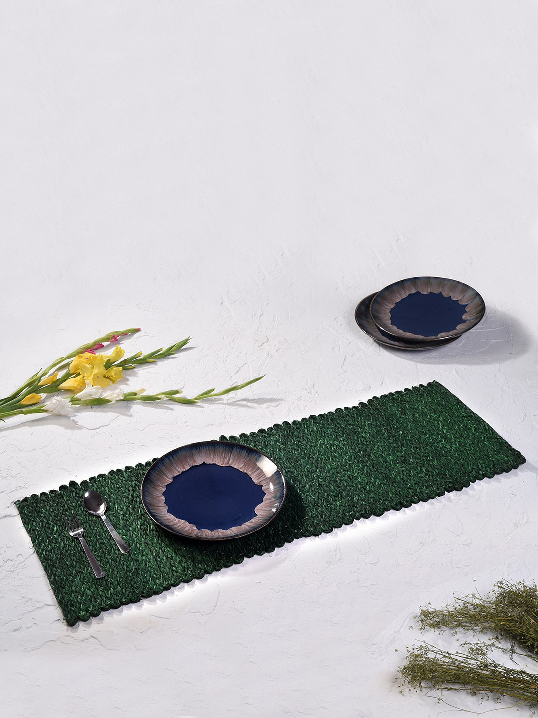 Unravel India Olive Green Sabai Grass Table Runner