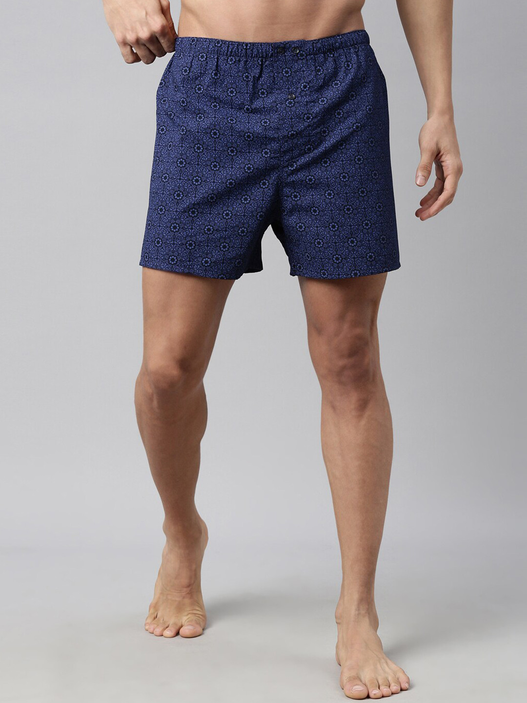 RARE RABBIT Blue Solid Cotton Boxer Short