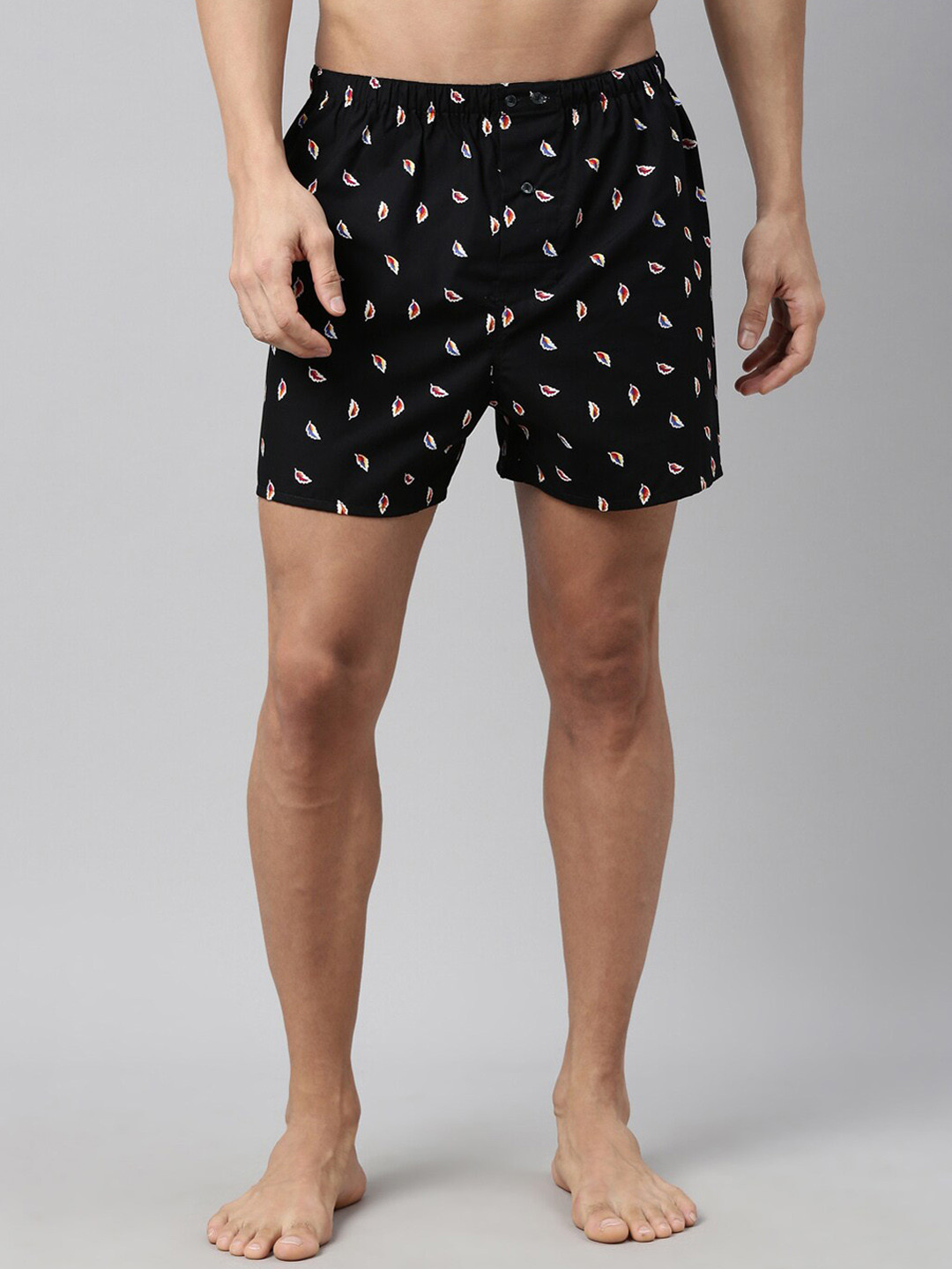 RARE RABBIT Men Black & White Printed Pure Cotton Boxers FLOW