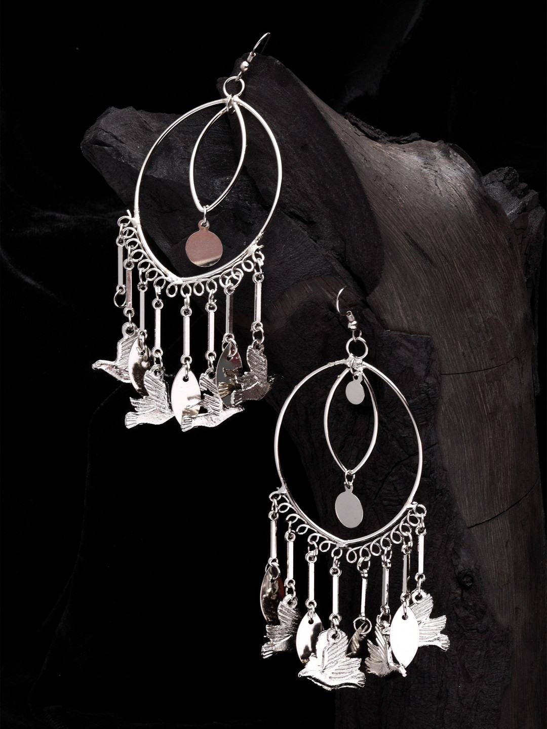 Moedbuille Silver-Plated Contemporary Drop Earrings