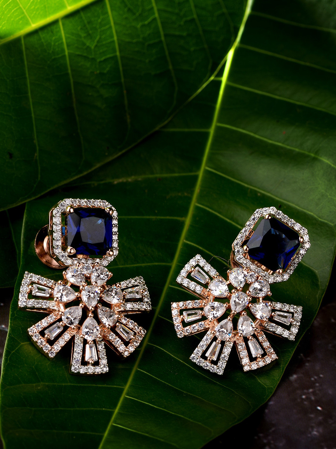 Saraf RS Jewellery Blue Contemporary Studs Earrings