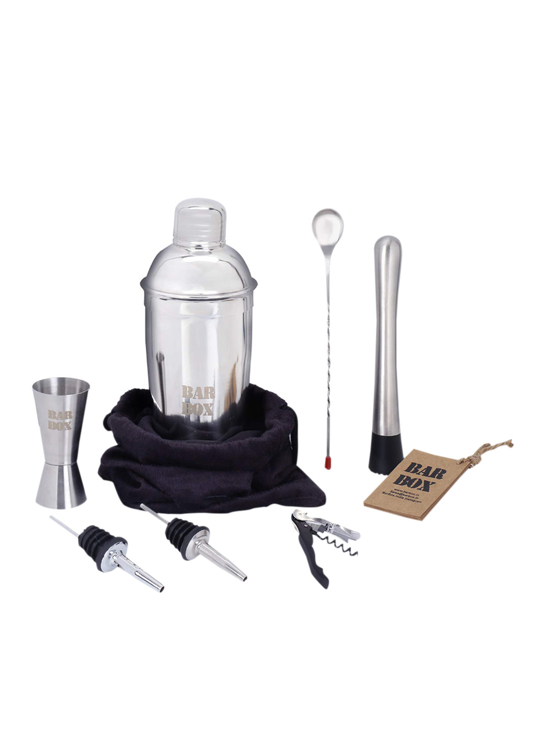 BAR BOX Silver-Toned Stainless Steel Mini Bar Set