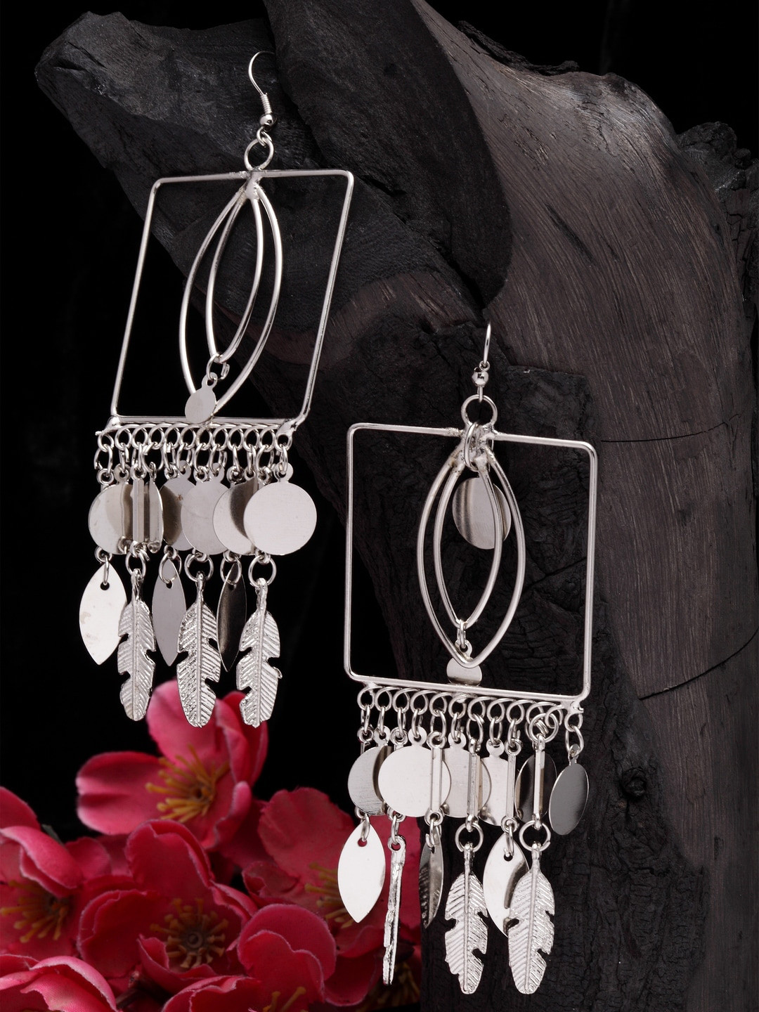 Moedbuille Silver-Plated Contemporary Drop Earrings