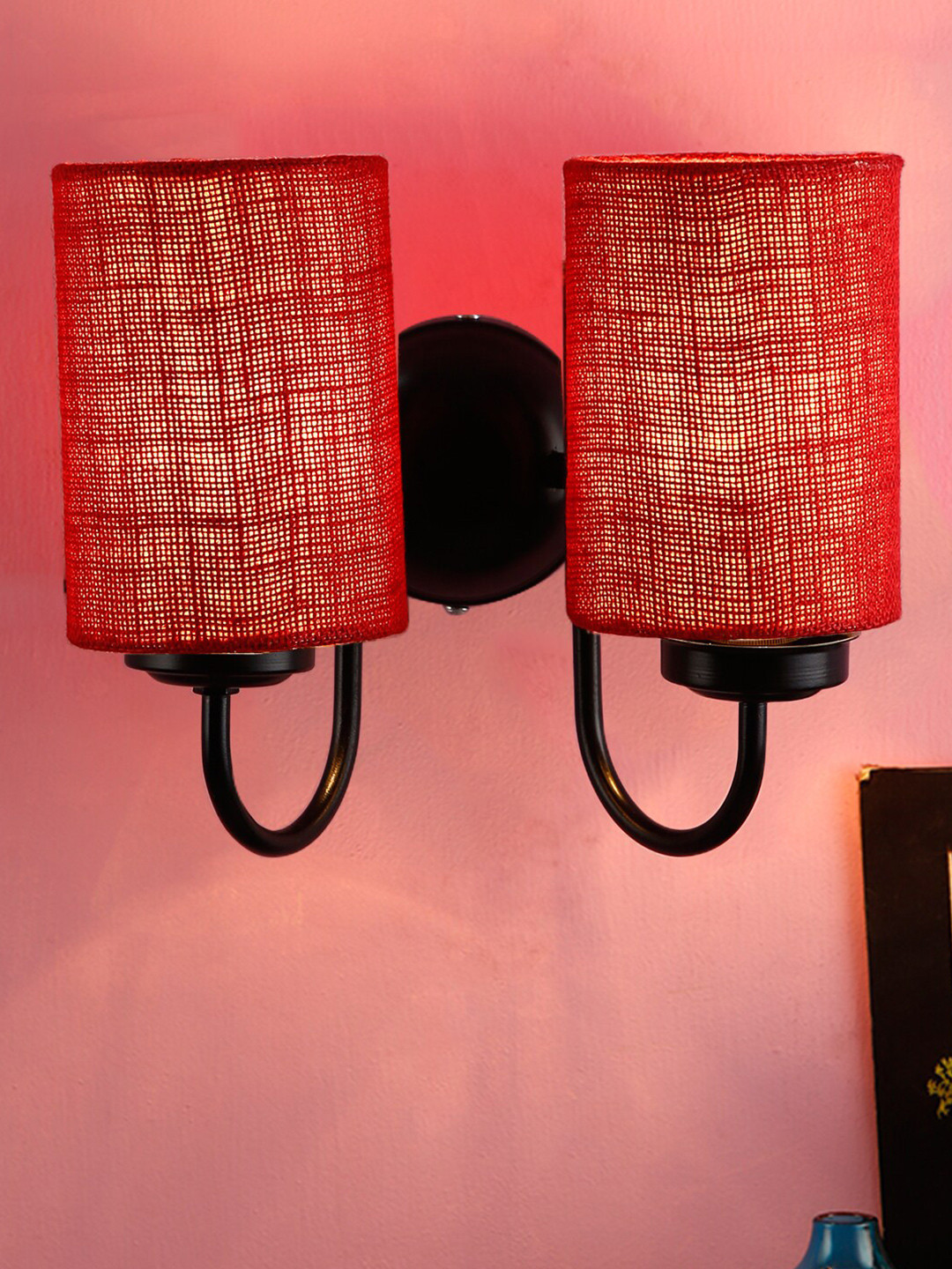 Devansh Red & Black Traditional Wallchiere  with Shade
