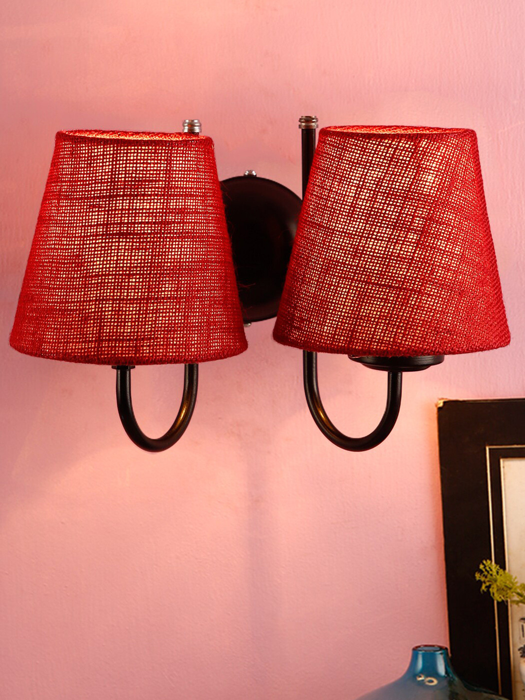 Devansh Maroon Traditional Armed Sconce Lamp