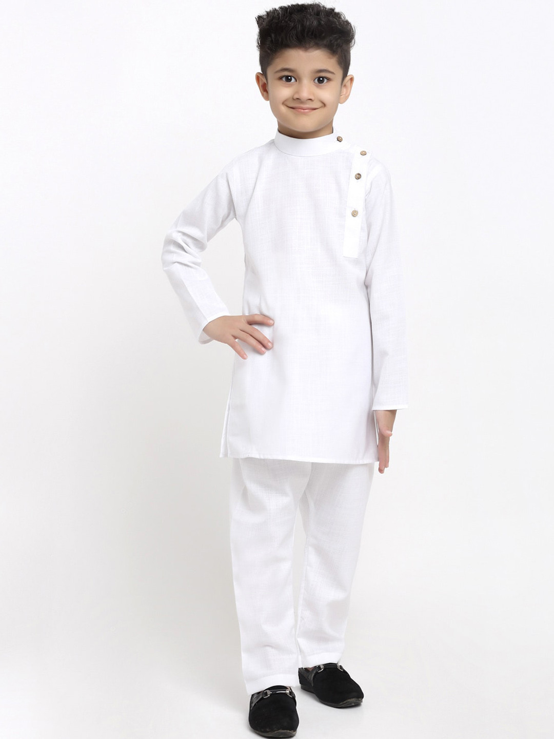TREEMODA Boys White Linen Kurta with Pyjamas