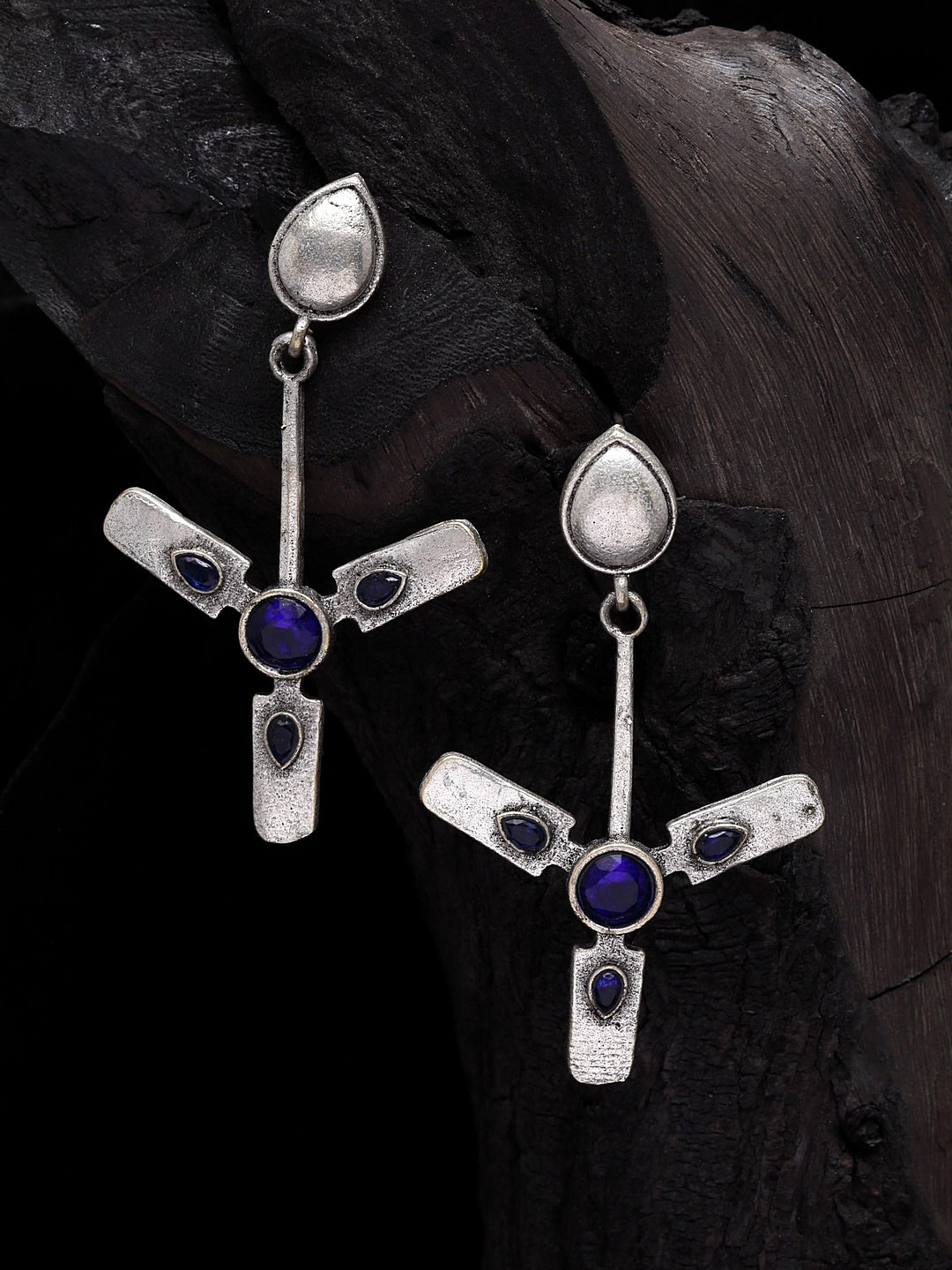 Moedbuille Blue Contemporary Drop Earrings