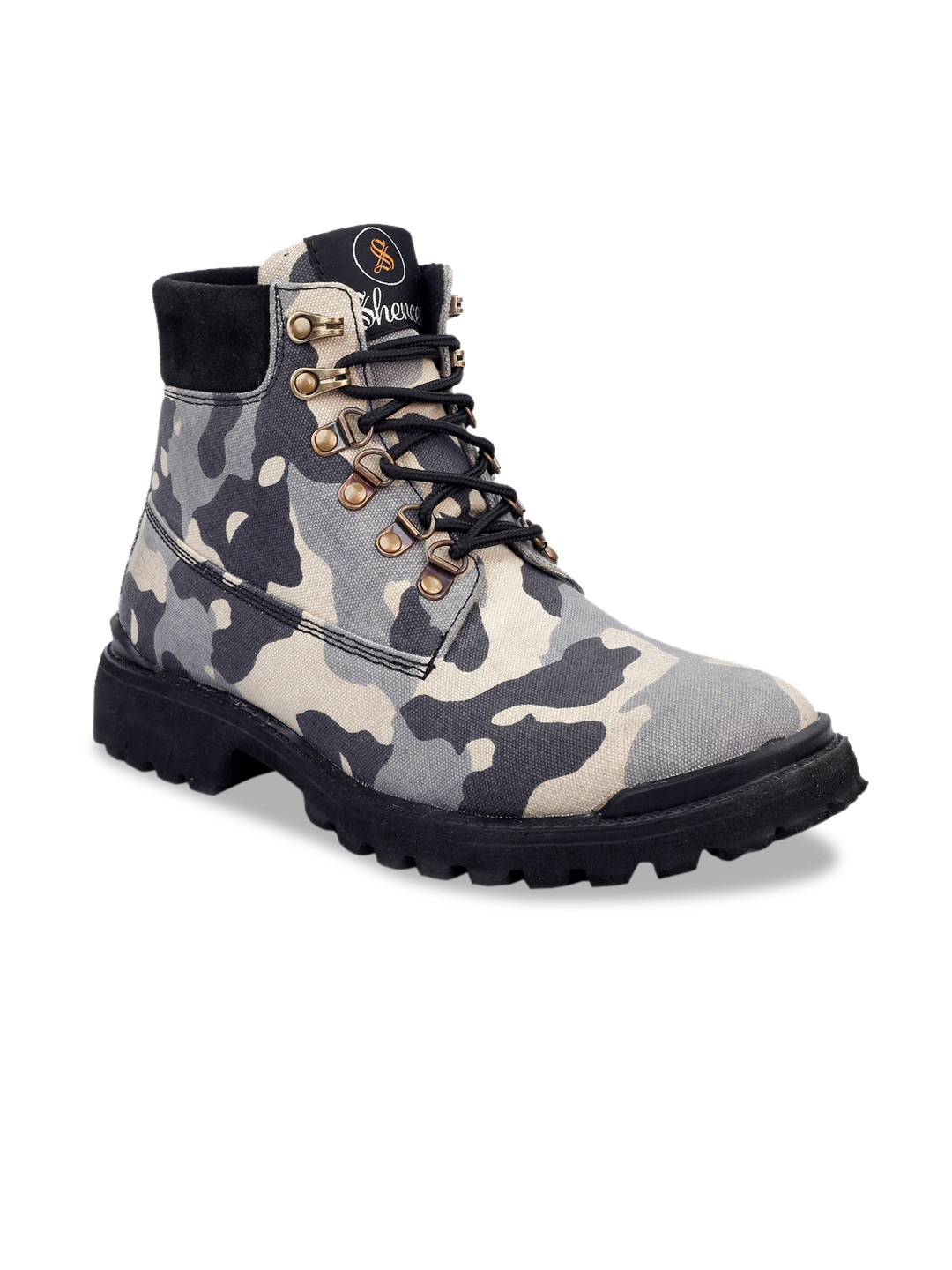 SHENCES Men Multicoloured Printed Flat Boots