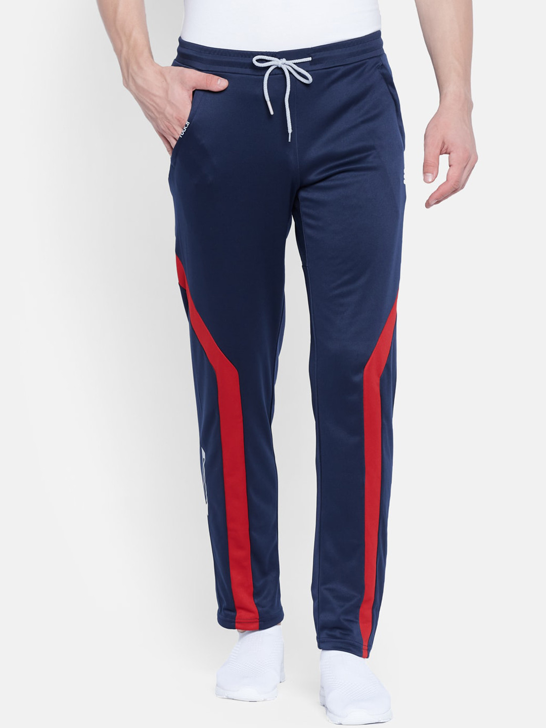 rock.it Men Navy Blue & Red Colourblocked Track Pants