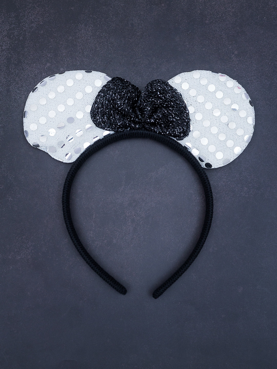 Golden Peacock Women Black & White Embellished Hairband