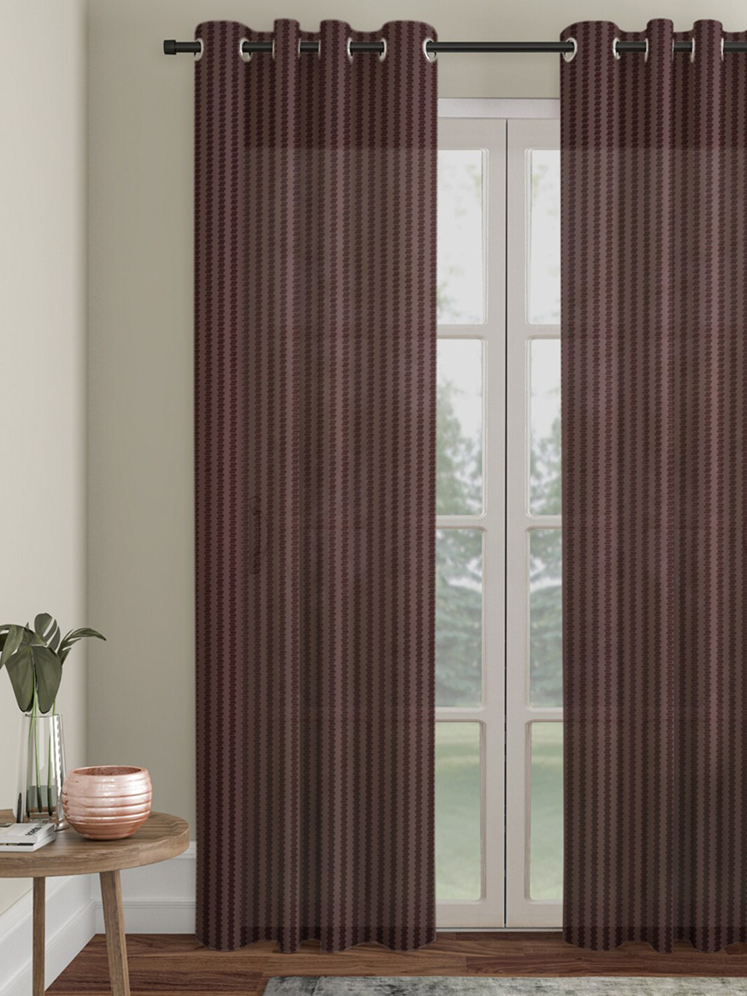 HOSTA HOMES Brown Striped Door Curtain