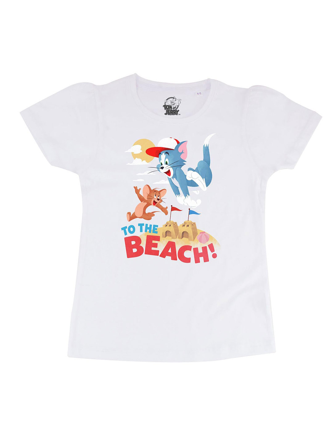 Tom & Jerry White Regular Top