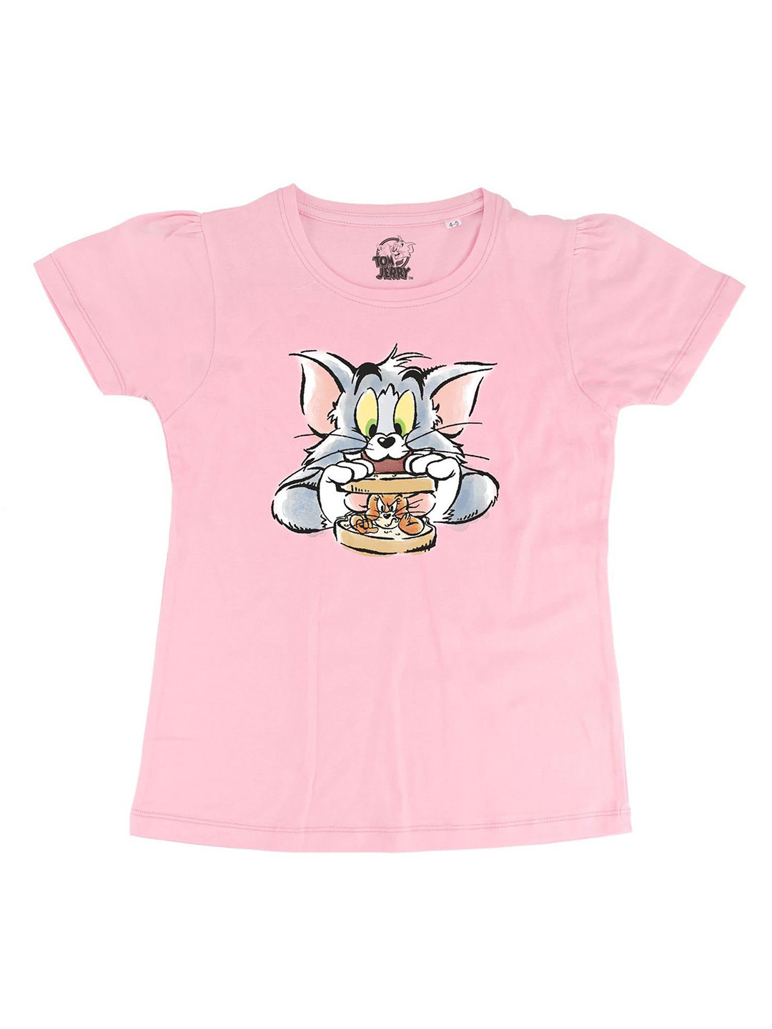 Tom & Jerry Girls Pink Tom & Jerry Printed Top
