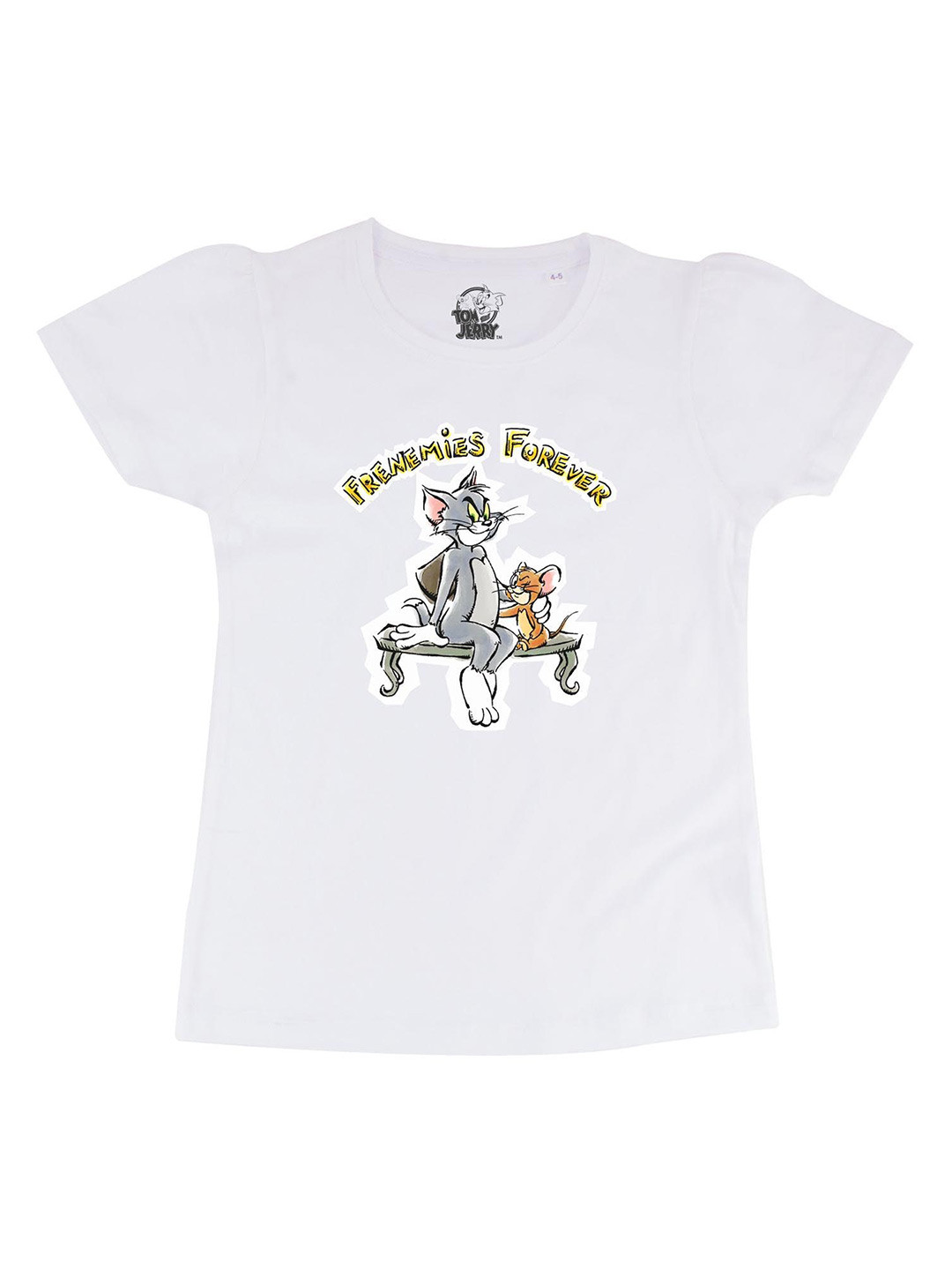 Tom & Jerry White Tom & Jerry Printed Regular Top