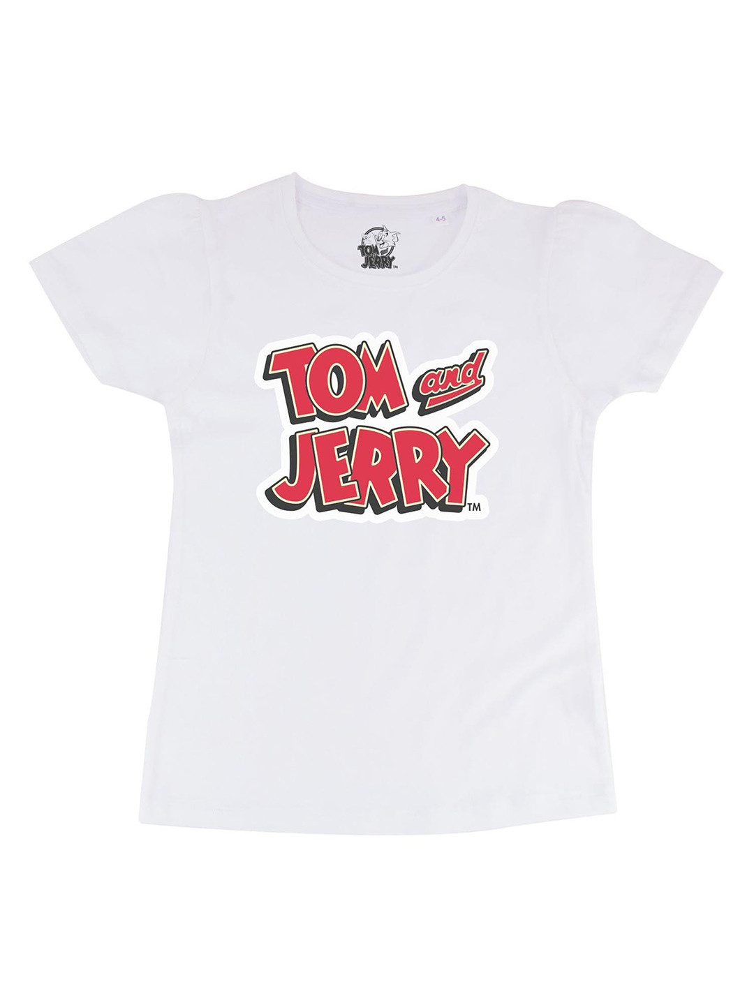 Tom & Jerry Girls White Tom & Jerry Printed Top