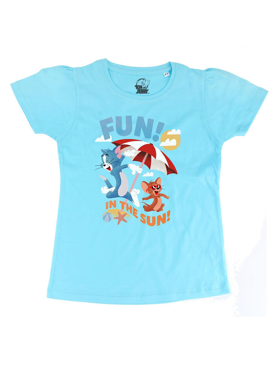 Tom & Jerry Blue Printed Cotton Regular Top