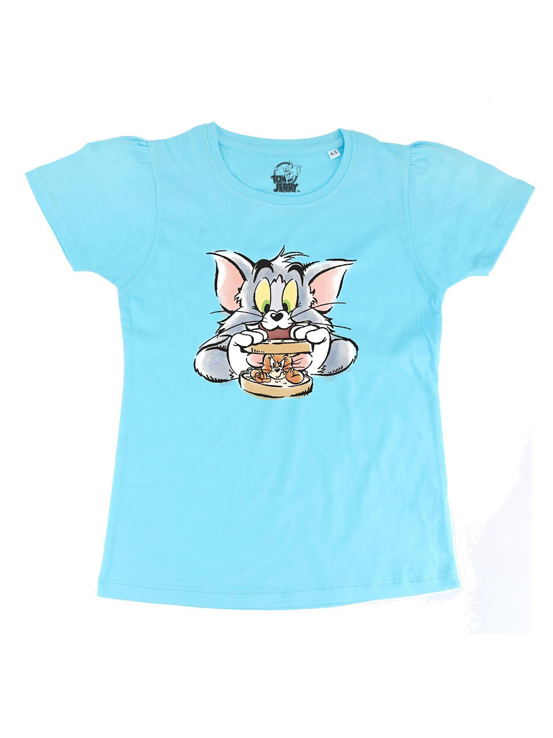 Tom & Jerry Blue Printed Cotton Regular Top