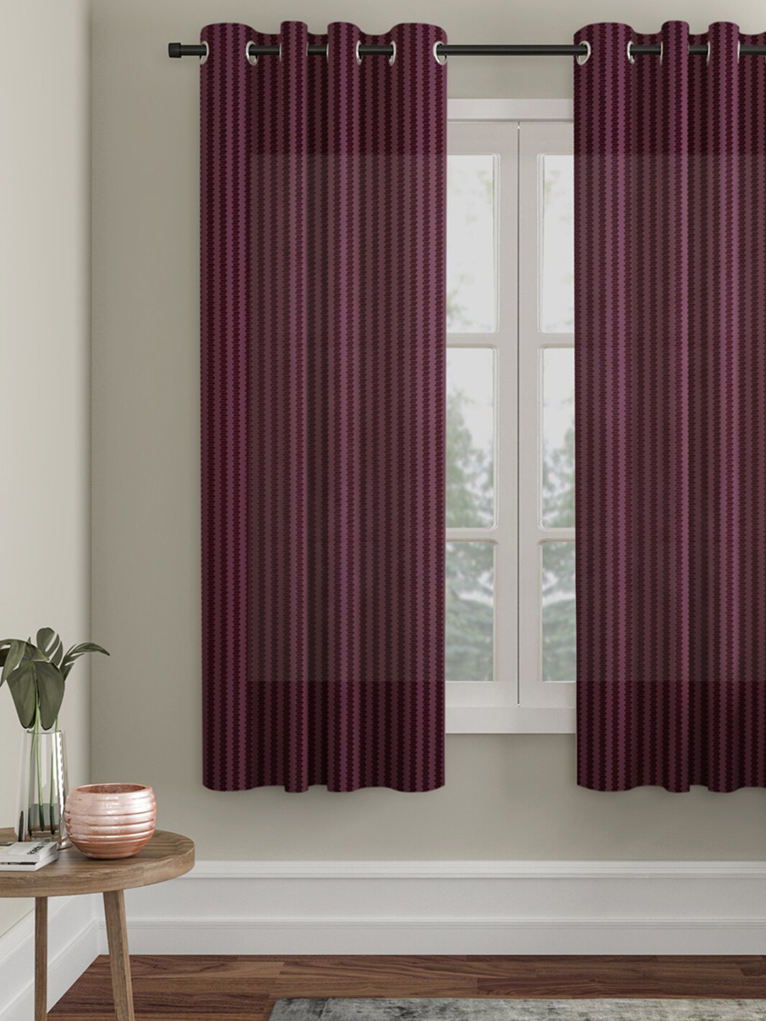 HOSTA HOMES Purple Striped Window Curtain