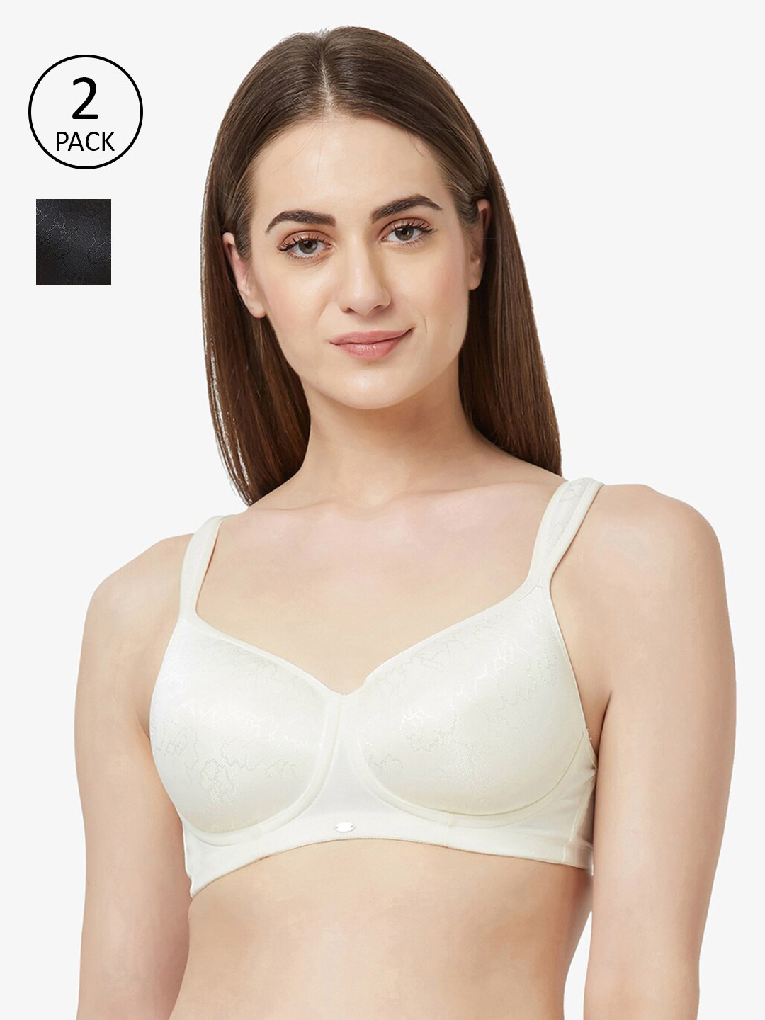 Soie Black & Off White Full Coverage Lightly Padded T-shirt Bra - CB-126BLACK/IVORY