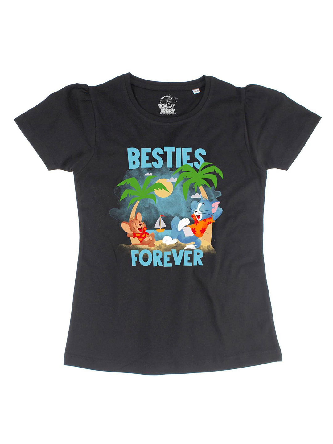 Tom & Jerry Black Girls Tom & Jerry Printed Regular Top