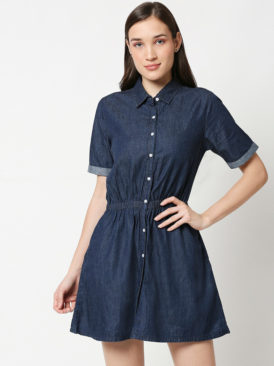 High Star Blue Denim Shirt Dress