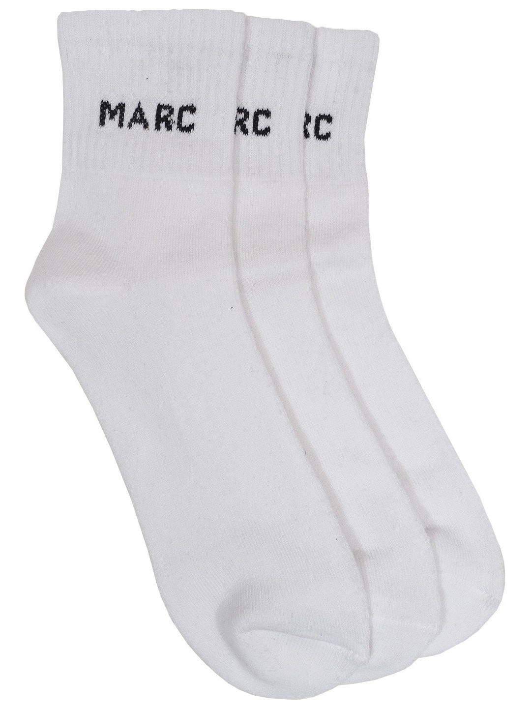 MARC Men Pack Of 3 White Solid Above Ankle-Length Towel Cushioned Cotton Socks
