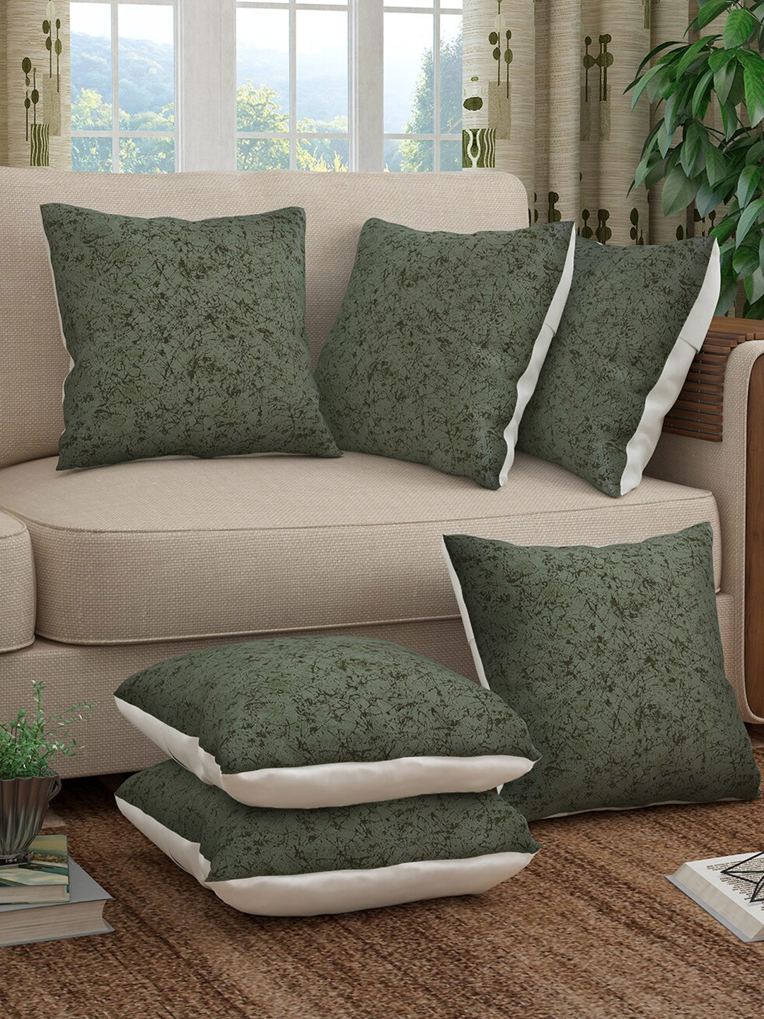 Story@home Criss Cross Abstract Polyester Washable 6 Pcs Cushion Covers - 15.7 x 15.7 In