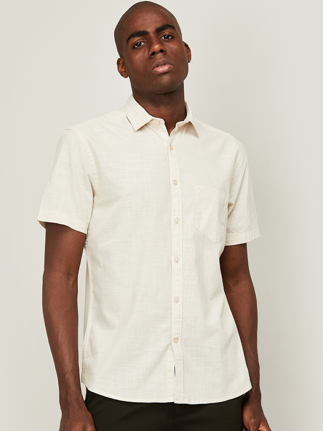 CODE by Lifestyle Men Beige Cotton Casual Shirt