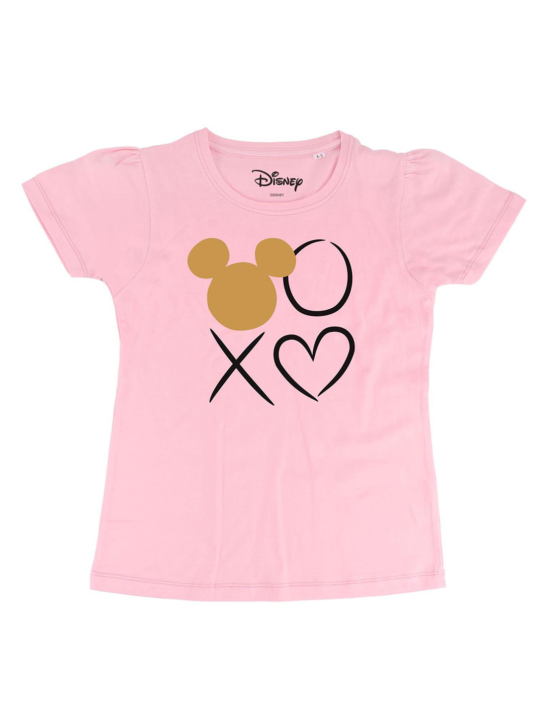 Disney by Wear Your Mind Girls Pink Graphic Print Biowashed Cotton Top