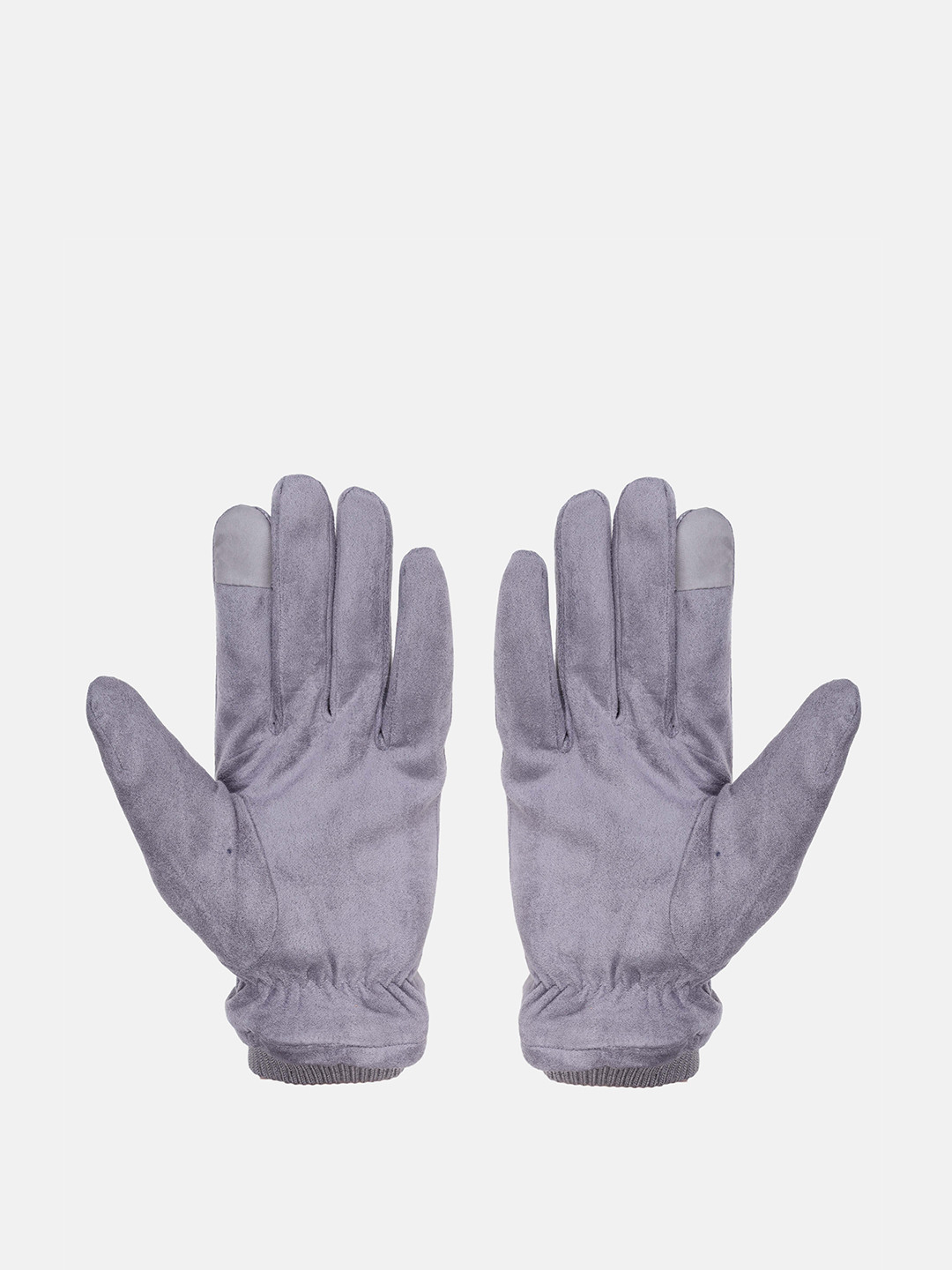 FabSeasons Women Grey Solid Suede Winter Gloves