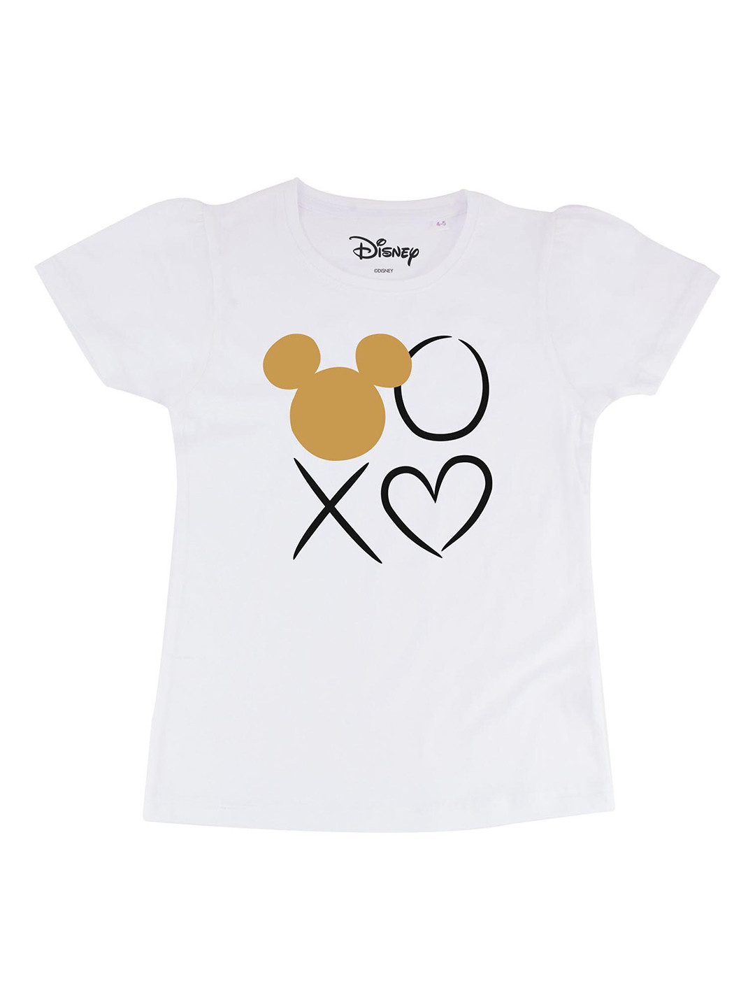 Disney by Wear Your Mind Kids-Girls White Mickey Mouse Puff Sleeve Top