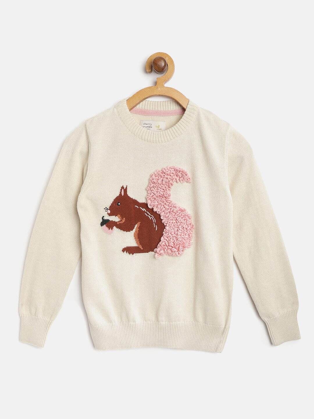 Cherry Crumble Unisex Kids Cream-Coloured & Brown Animal Graphics Polyester PU Coated Pullover