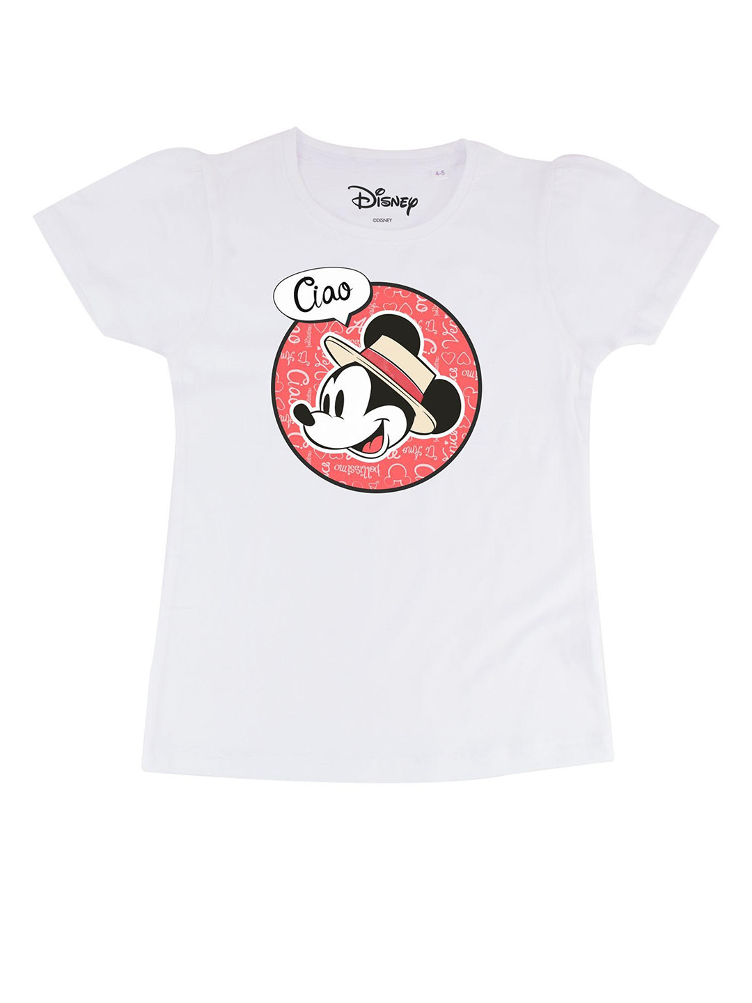 Disney by Wear Your Mind Girls White Comic Print  Biowashed Cotton Top