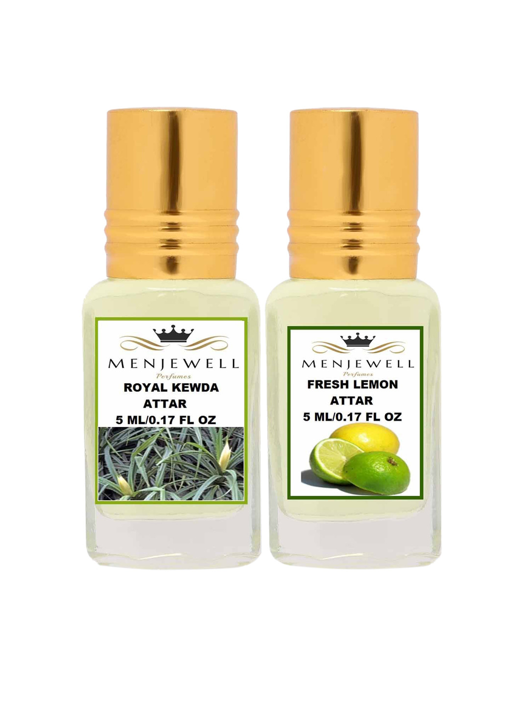 Menjewell Set of 2 Royal Kewda Fresh Lemon Attar